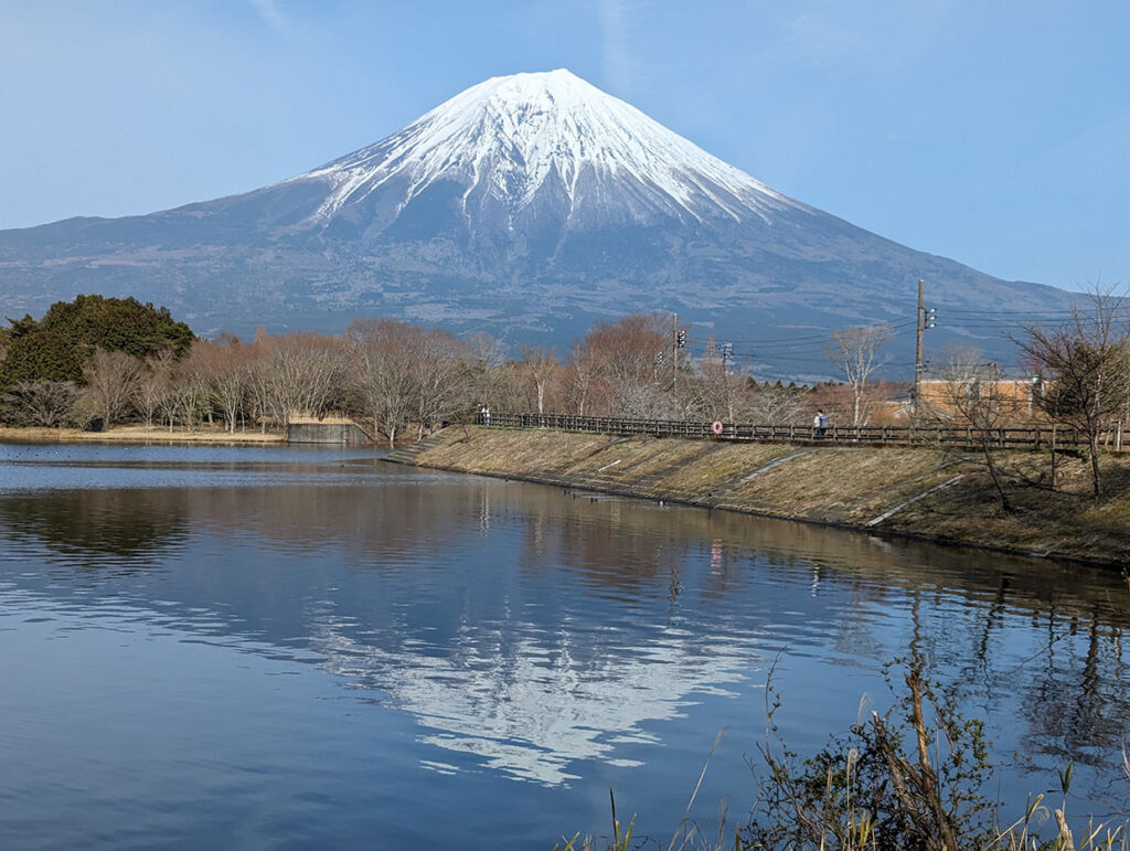 快晴の田貫湖の逆さ富士