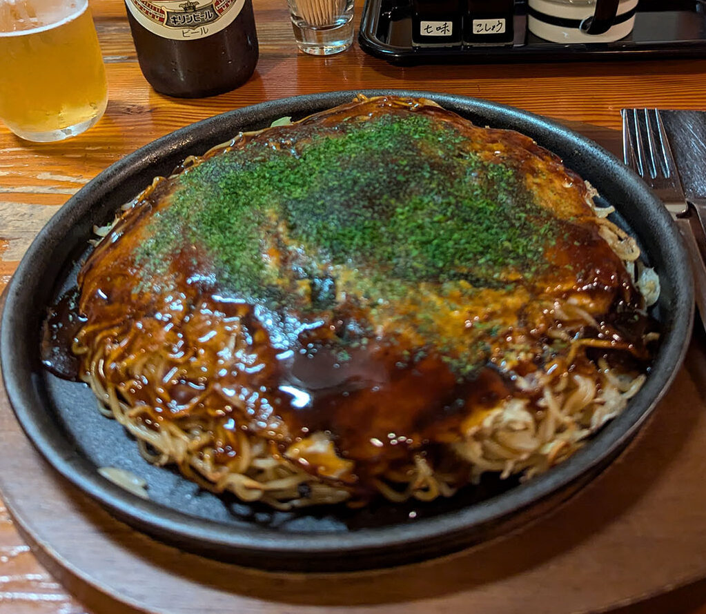 お好み焼きとビール