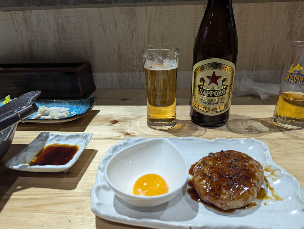 ハンバーグとビール