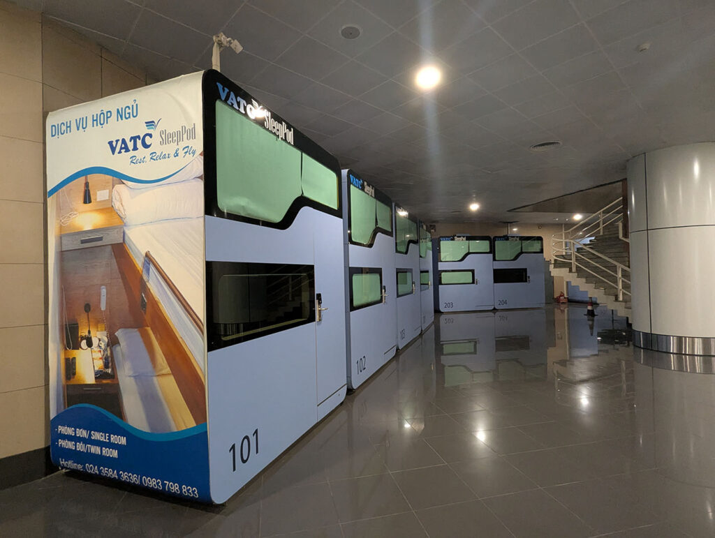 ハノイ・ノイバイ国際空港にあるカプセルホテル「VATC SleepPod」。